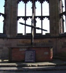 Altar made from Burnt Beams in Old Cathedral, Coventry