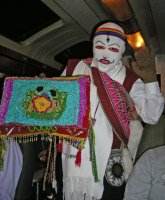 Dancer on the train from Machu Picchu, Peru