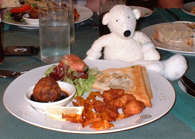 Paddy with Australian Tucker - Crocodile Crunchies, Emu Triangles & Kangaroo Rissoles
