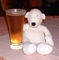 Paddy drinking beer at the Cascade Brewery, Hobart, Tasmania